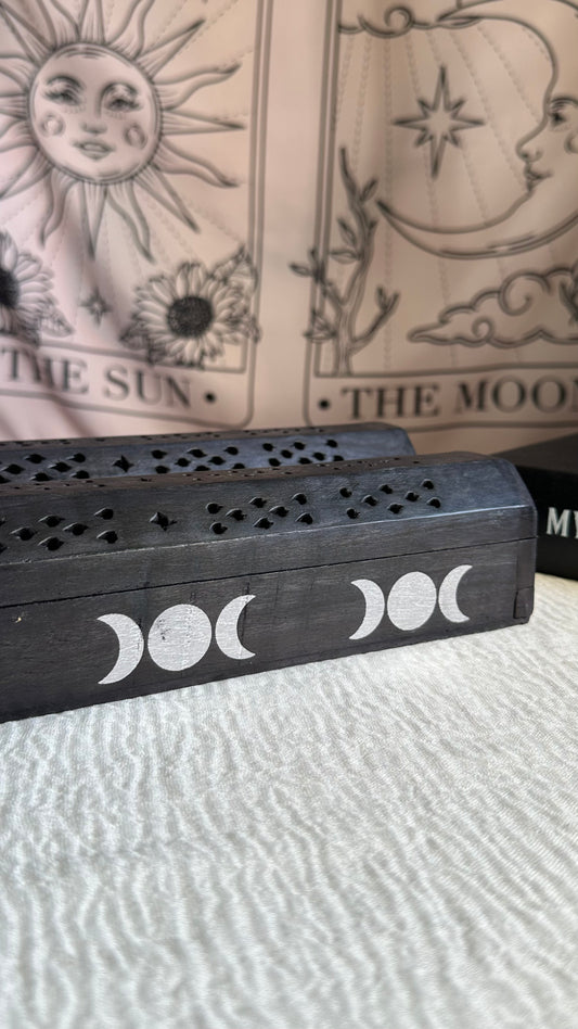 Scatola in legno brucia incenso e brucia coni